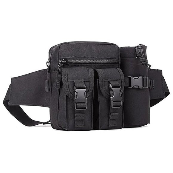 Tactical Waist Pack Nylon Fanny Bag for Men Women, 32Black